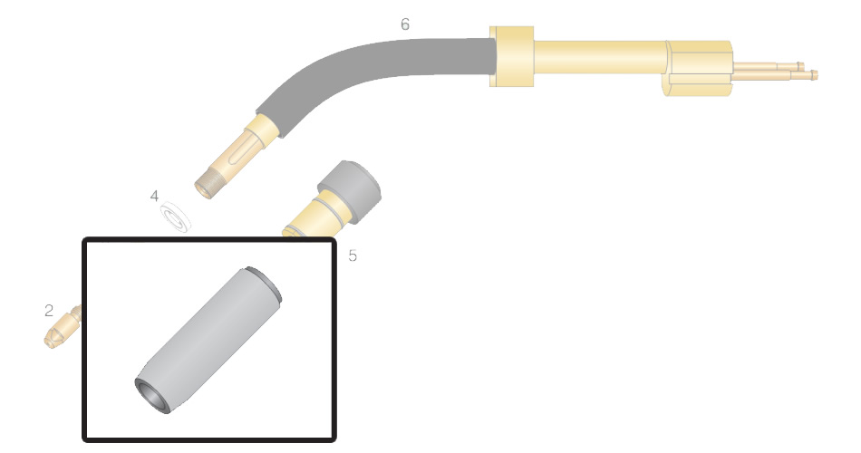 Dettaglio ugello gas per torcia RH 502