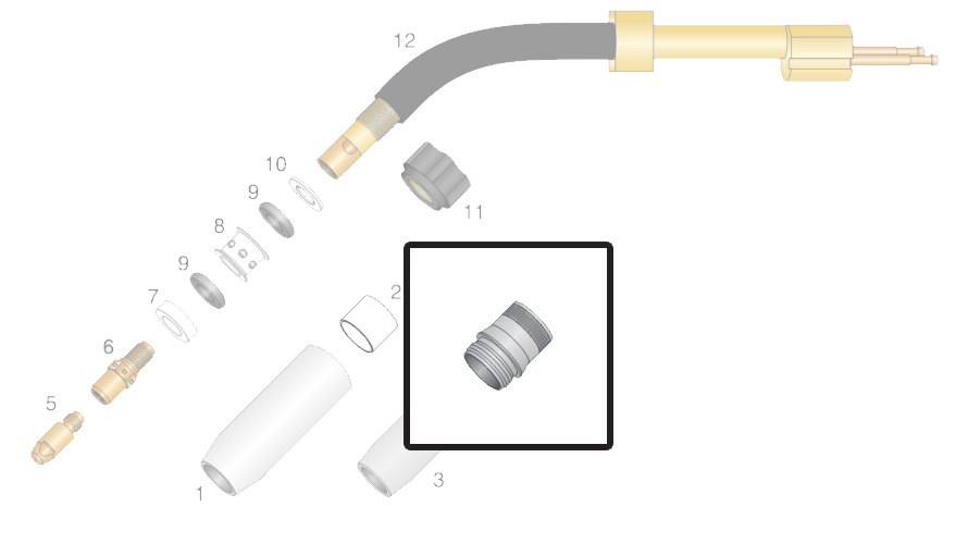 Dettaglio ugello gas per torcia OCIM RM 552