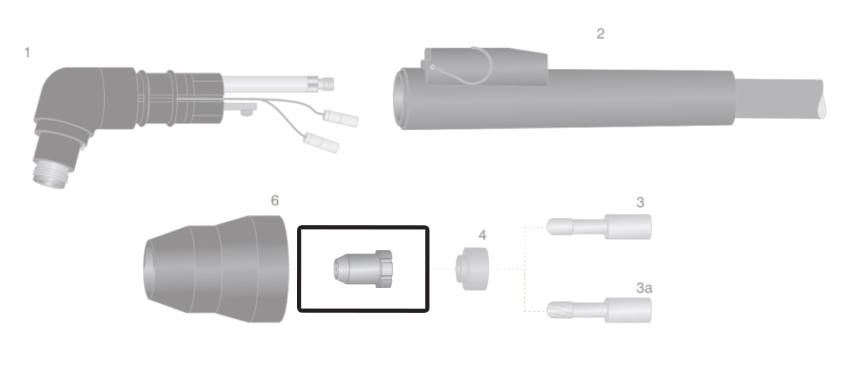 dettaglio ugello torcia thermal dynamic pch25 pch26 pch38 taglio plasma