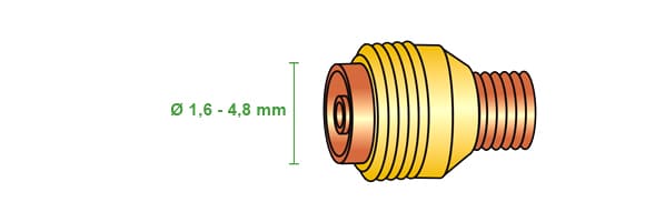 misure portapinza gas lens torcia wp12 saldatura tig