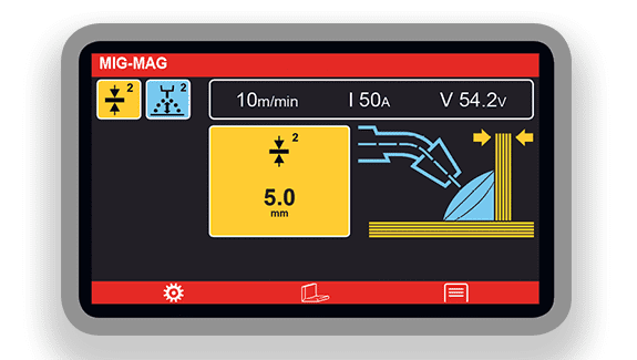 dettaglio saldatrice inverter multiprocesso electromig 330 wave aqua