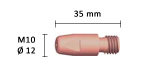 Dettaglio misure ugello porta corrente per  torcia ABIMIG® GRIP